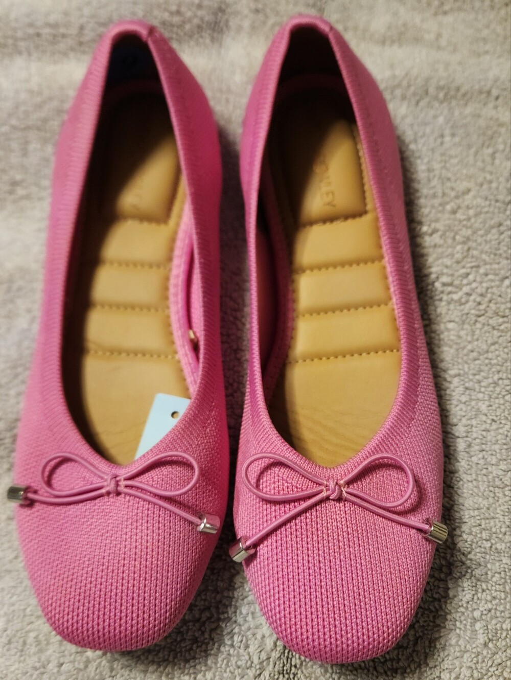 Cynthia Rowley Pink Knit Ballet Flats with Bow Accent